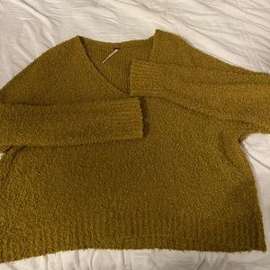 Free People mustard vneck sweater